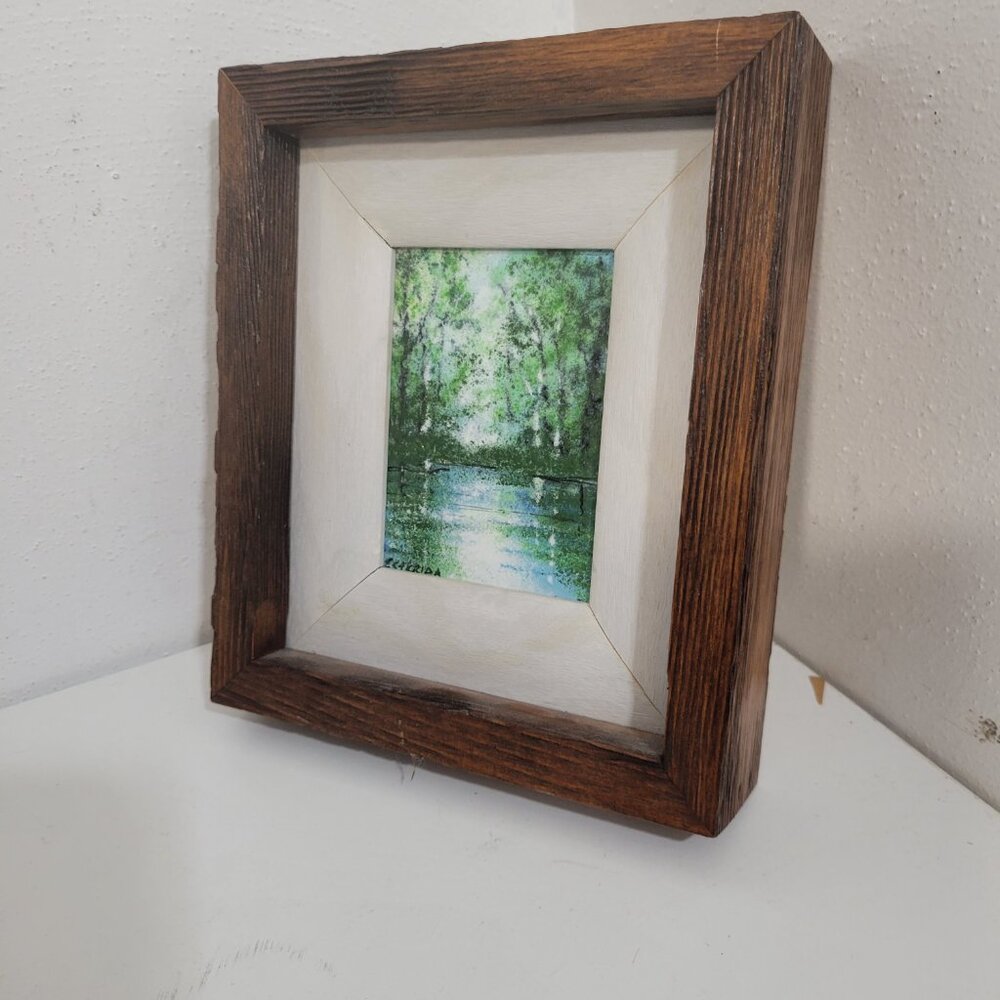 Original Esterida Enamel on Copper River Birch tree Landscape Framed - Picture 3 of 4